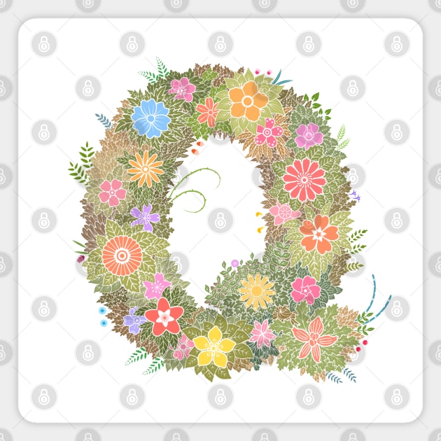 "Q" Floral Letter Monogram Magnet by birthflower